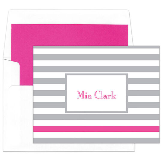 Grey Striped Folded Note Cards